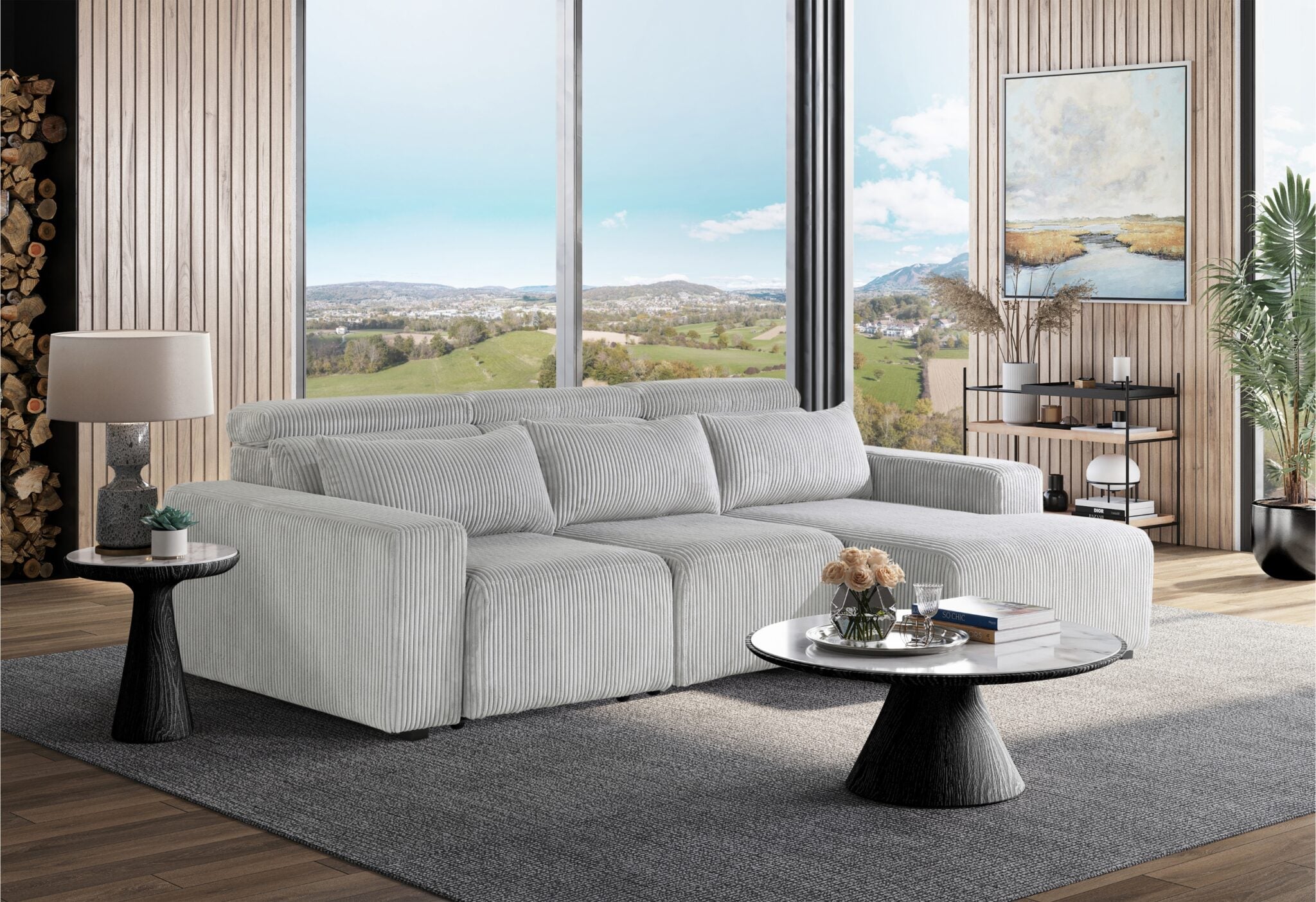 Merida Fabric Power Sectional - Euro Living Furniture